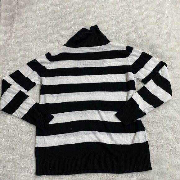 NWD Sweater Womens Size XL Black/White 100% Acrylic Striped Pullover Mock Neck - Picture 6 of 8